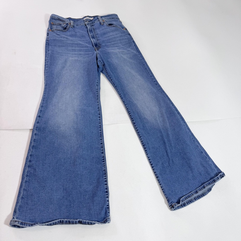 Levi's Ribcage Bell Jeans Womens 32 Blue High Rise Flare Wide Leg Stretch Denim
